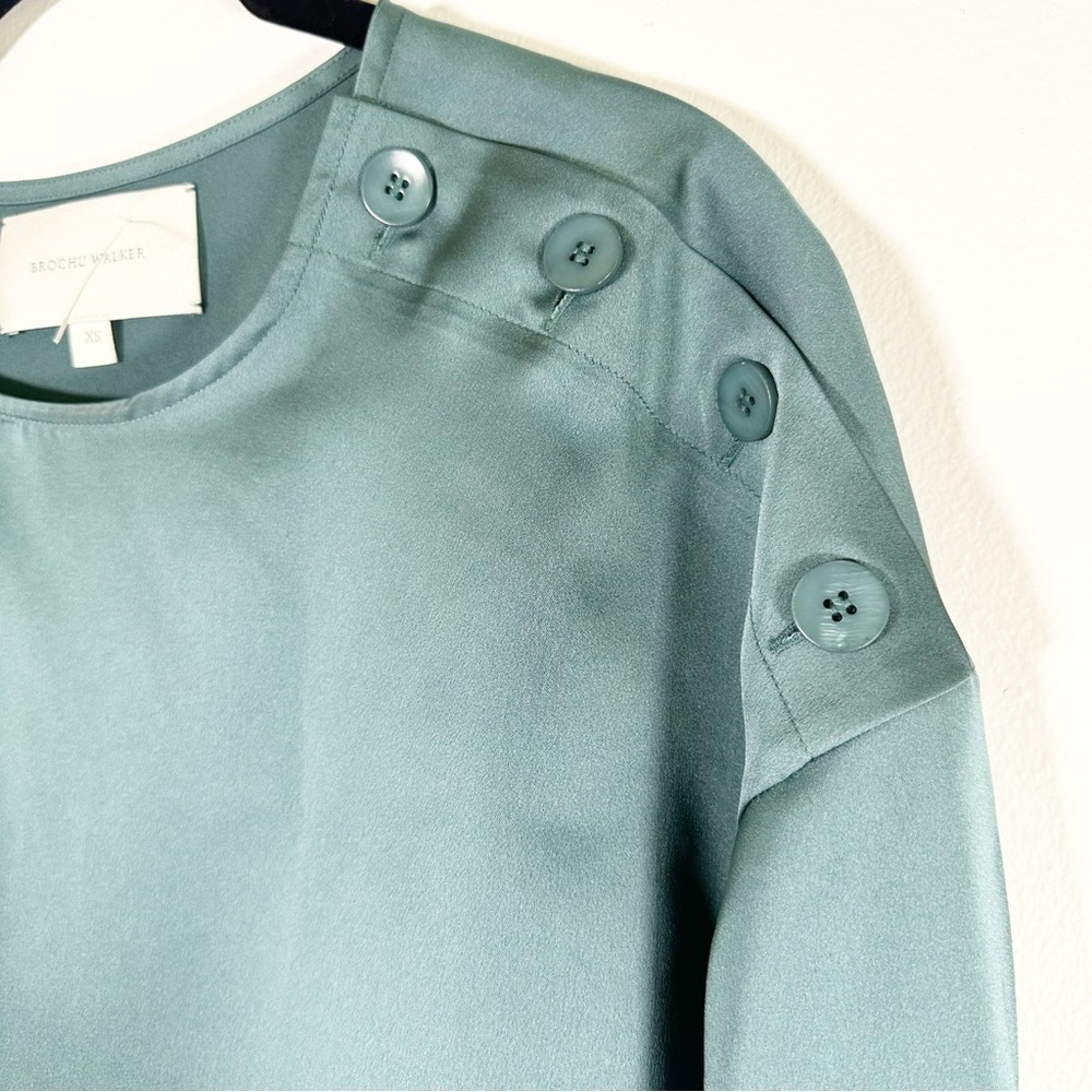 NWT $268 Brochu Walker The Dallas Blouse Alpine Teal Top Size XS ** read - Picture 4 of 12